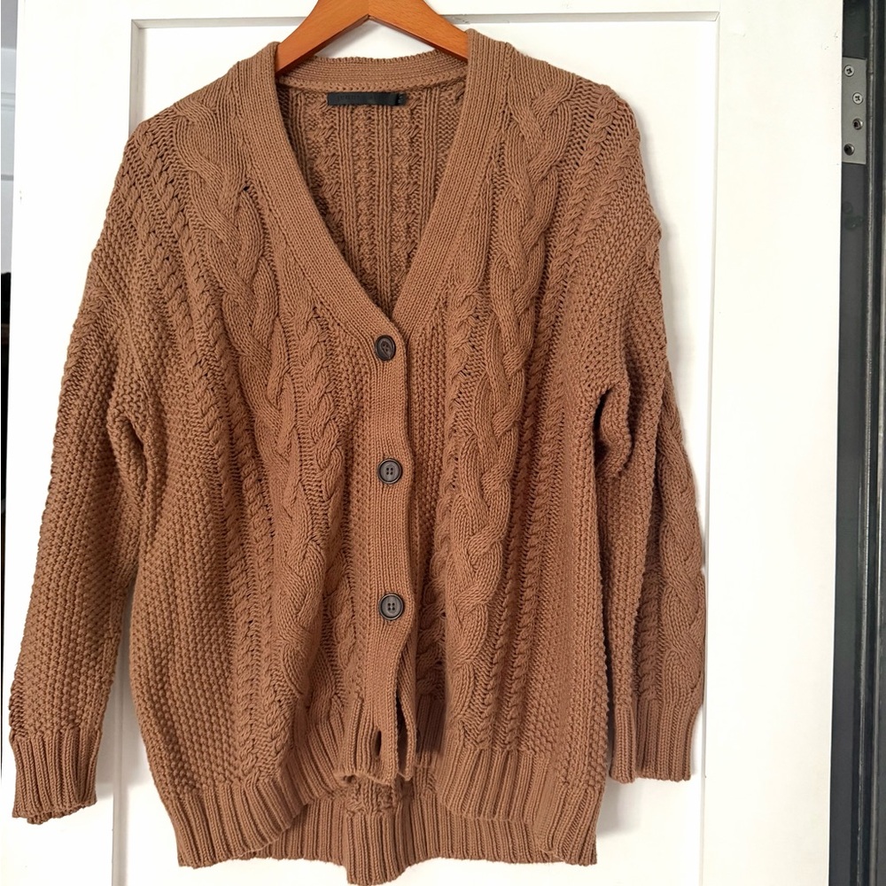 Jenni Kayne Cotton Cable Knit Cardigan Sweater - Picture 3 of 6